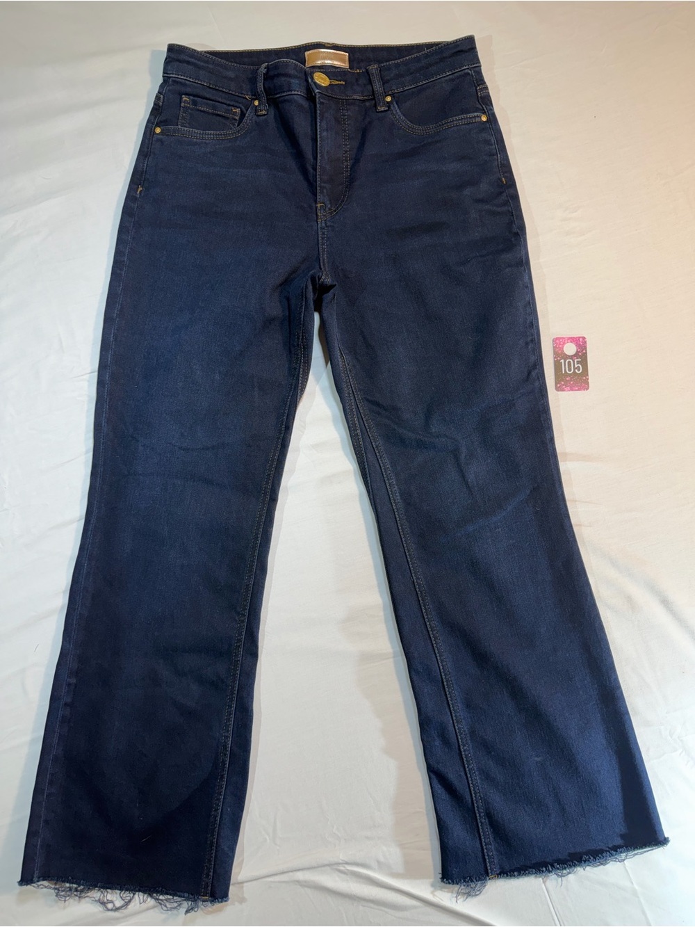 Kut from the Kloth Kelsey Fab Ab Ankle Flare Jeans with Raw Hem